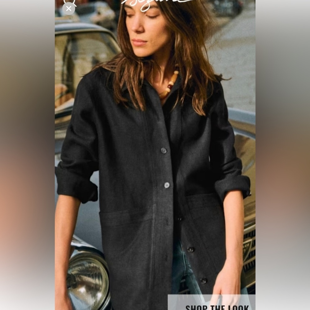 Sezane Will Jacket in black linen size XS - Picture 2 of 7